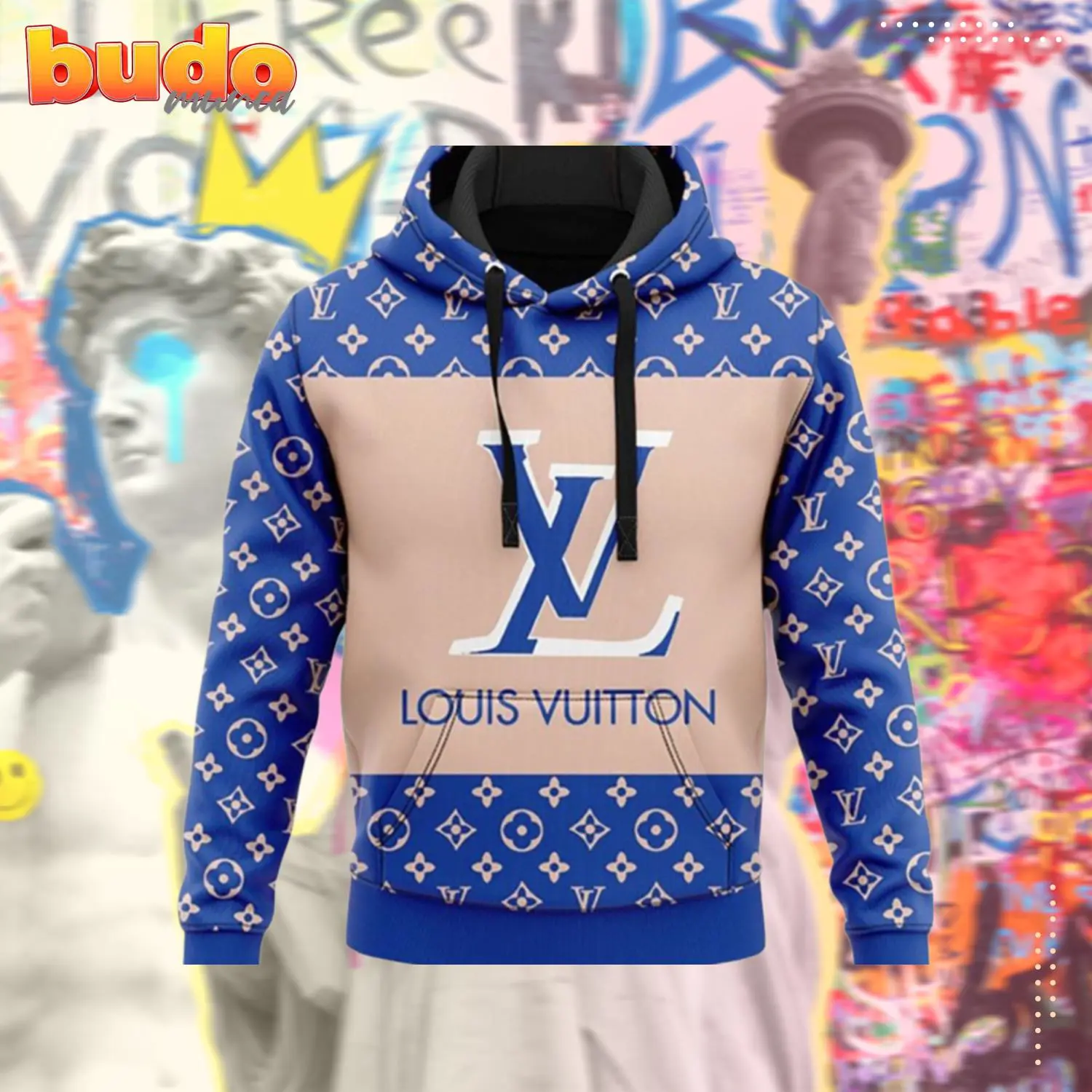 Louis vuitton blue unisex hoodie for men women lv luxury brand clothing clothes outfit - hot new